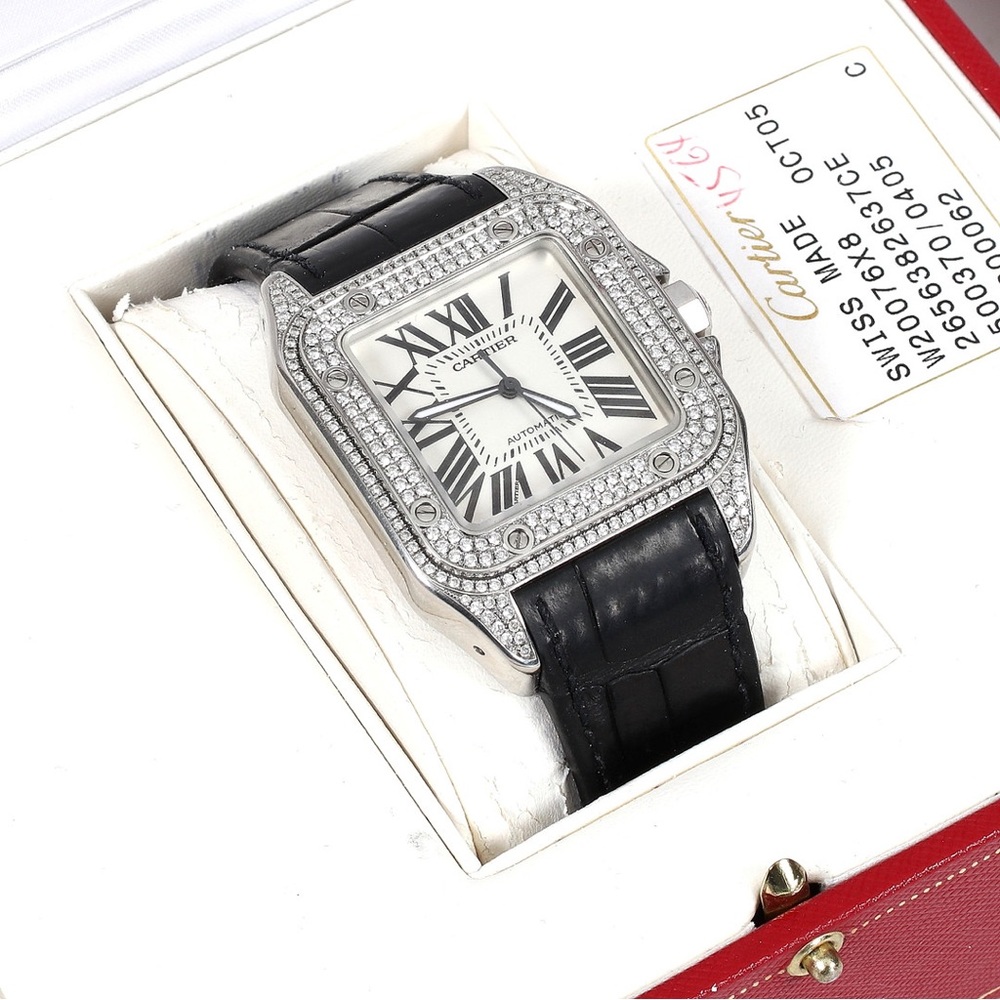 CARTIER Santos 100, model W20076X8 with 270 diamonds. 2004